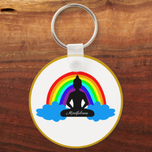Rainbow Buddha & Mindfulness Yoga / meditation Nyckelring