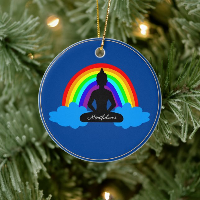 Rainbow Buddha och Mindfulness Yoga /meditation Julgransprydnad Keramik (Träd)