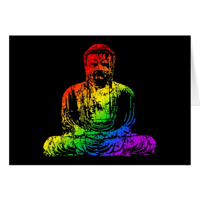 Rainbow Buddha Statue Hälsningskort (Framsidan Horizontal)
