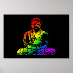 Rainbow Buddha Statue Poster