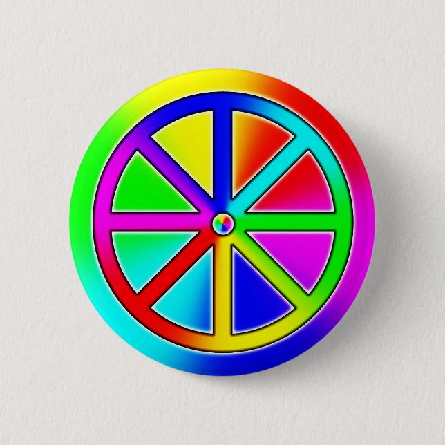 Rainbow Buddhist Wheel Knapp (Framsida)