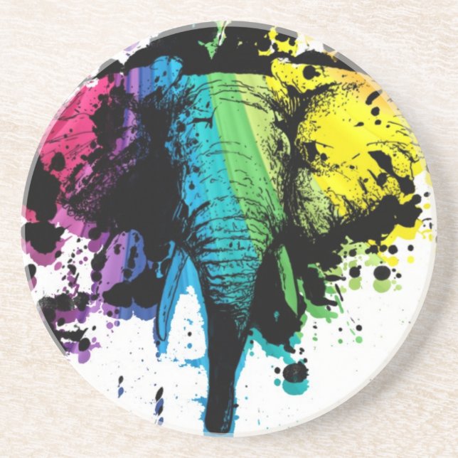 Rainbow Bull Elephant Underlägg Sandsten (Framsidan)