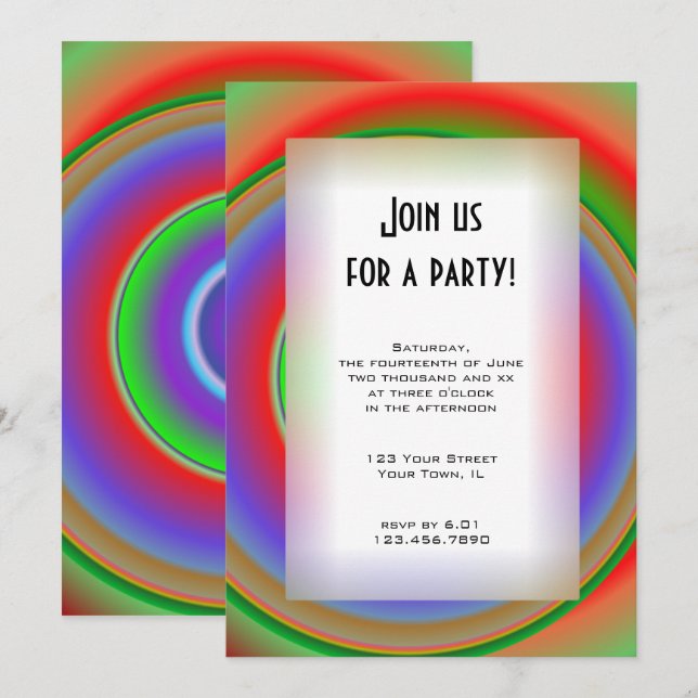 Rainbow Bullseye All Purpose Party-inbjudan Inbjudningar (Fram/baksida)