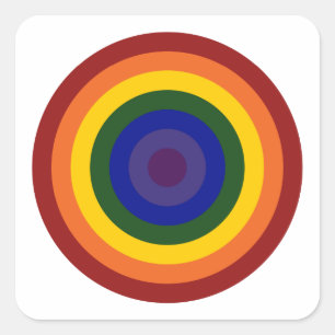 Rainbow Bullseye Fyrkantigt Klistermärke