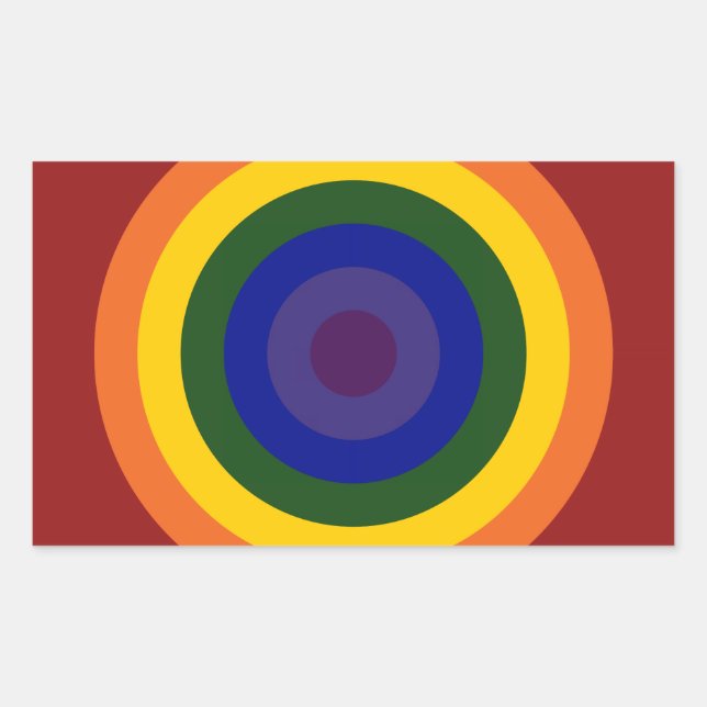 Rainbow Bullseye Rektangulärt Klistermärke (Framsida)