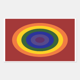 Rainbow Bullseye Rektangulärt Klistermärke