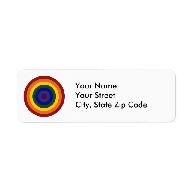 Rainbow Bullseye Returadress Etikett (Framsidan)