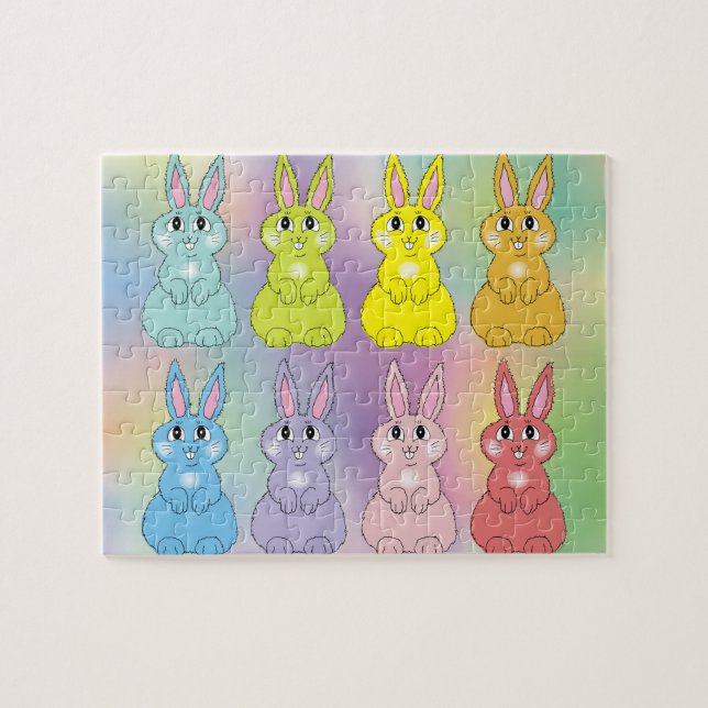 Rainbow Bunnies Pussel (Horisontell)