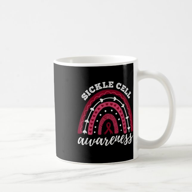 Rainbow Burgundy Ribbon Sickle Cell Awareness Kaffemugg (Höger)