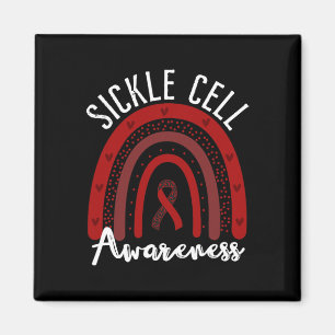 Rainbow Burgundy Ribbon Sickle Cell Awareness Supp Magnet