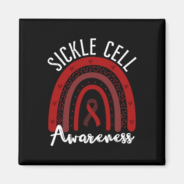 Rainbow Burgundy Ribbon Sickle Cell Awareness Supp Magnet (Framsidan)