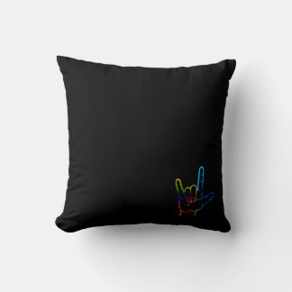 Rainbow Burst ASL I Kärlek You Dekorativ kudde