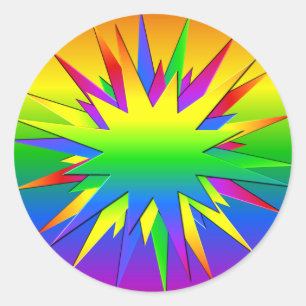 Rainbow Burst-klistermärken Runt Klistermärke
