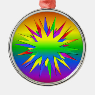 Rainbow Burst-ornament, anpassa Julgransprydnad Metall