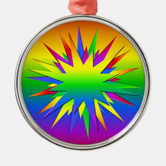 Rainbow Burst-ornament, anpassa Julgransprydnad Metall (Framsidan)