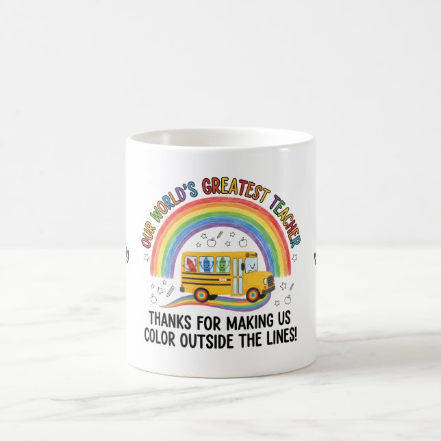Rainbow Bus Kritor Världens Bästa Lärare Kaffemugg (Center)