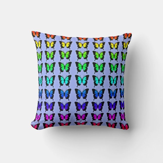 Rainbow Butterflies på Lilac Pillows Kudde (Framsida)