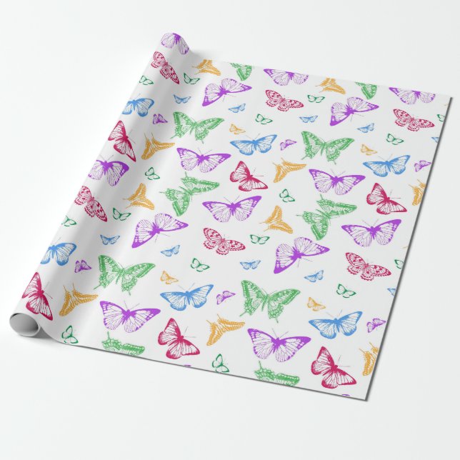 Rainbow Butterflies Presentpapper (Utrullad)