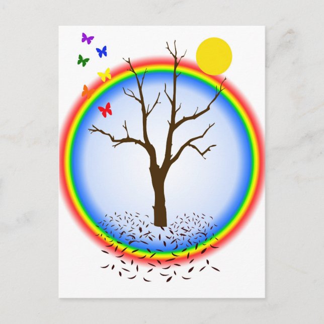 Rainbow Butterflies Vykort (Framsida)