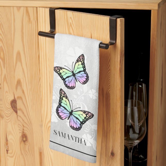 Rainbow Butterfly Blommigt Kitchen Towel Kökshandduk (Thirds Fold)