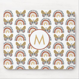 Rainbow Butterfly Boho Mönster Monogram Musmatta