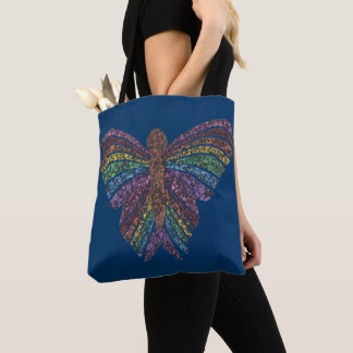 Rainbow Butterfly (dark blue) - Tote Tygkasse