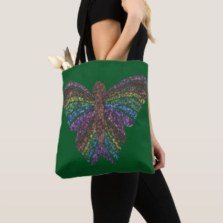 Rainbow Butterfly (dark green) - Tote Tygkasse