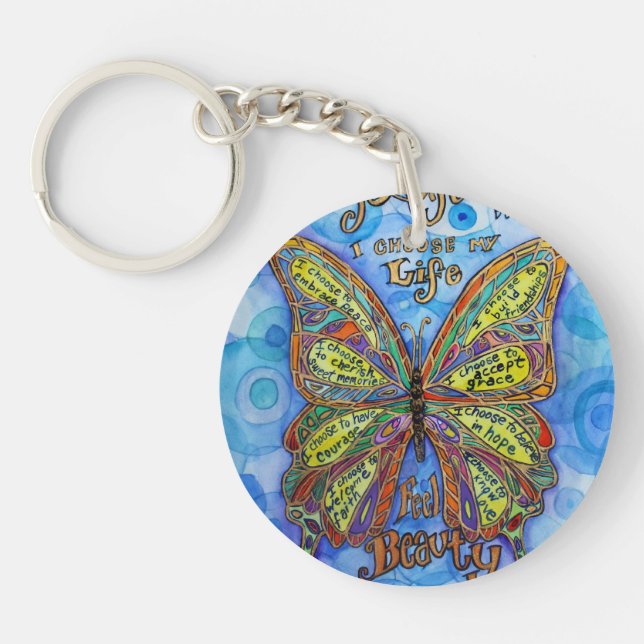 Rainbow Butterfly Diabetes Keychain (Art & Dikt) (Framsidan)