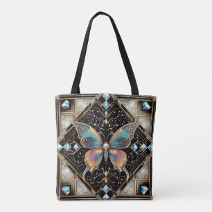 Rainbow Butterfly Diamonds Lyxig Totebag Tygkasse