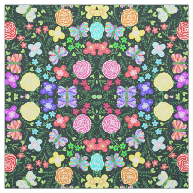 Rainbow Butterfly Flower Tyg (Provkarta)