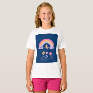 Rainbow Butterfly Flowers Cloud T Shirt