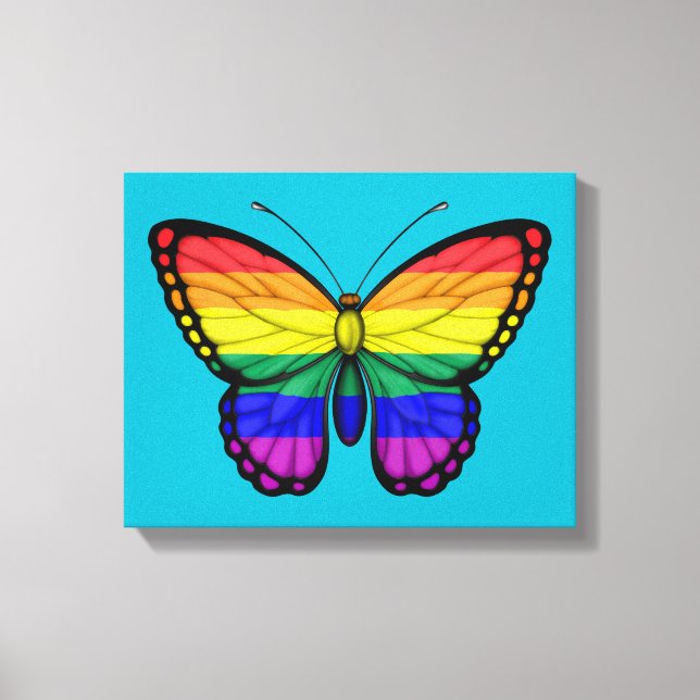 Rainbow Butterfly Gay pride Flagga Canvastryck (Framsida)