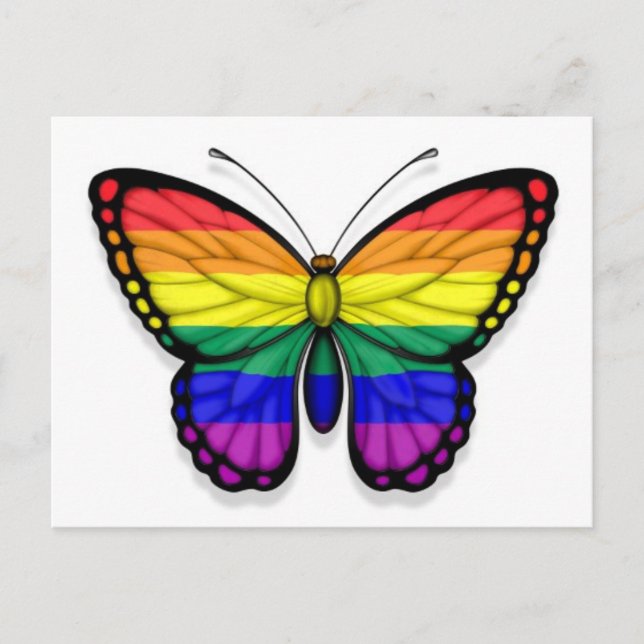Rainbow Butterfly Gay pride Flagga Vykort (Framsida)