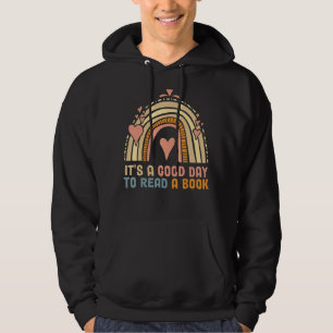 Rainbow Butterfly Groovy Det är en Bra dag att läs Hoodie
