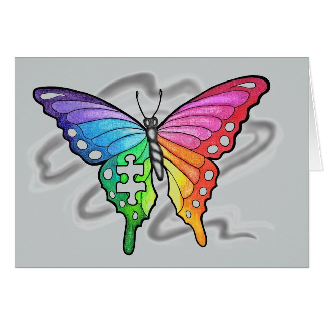 Rainbow Butterfly Hälsningskort (Framsidan Horizontal)