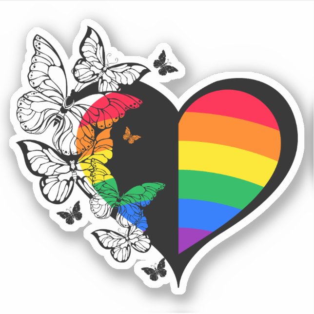 Rainbow butterfly-hjärta klistermärken (Framsida)
