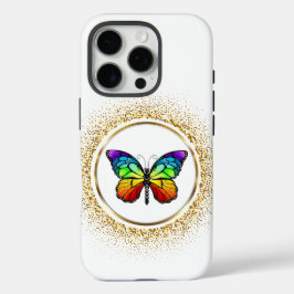 Rainbow Butterfly in a Golden Circle 