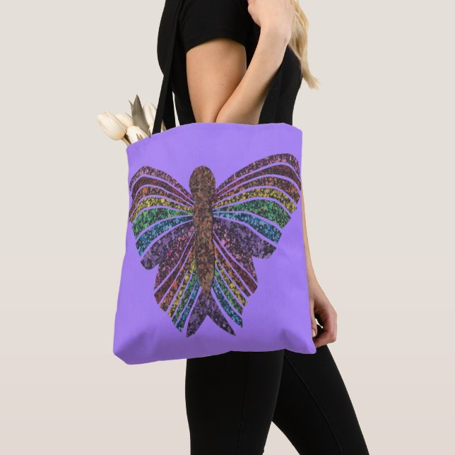 Rainbow Butterfly (light purple) - Tote Tygkasse (Närbild)