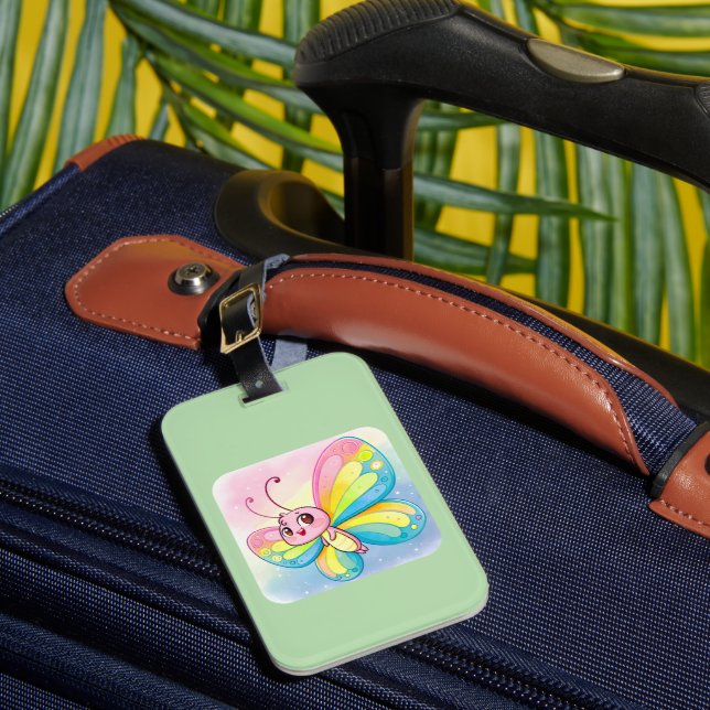 Rainbow Butterfly Luggage Tag Bagagebricka (Framsida Insitu 1)
