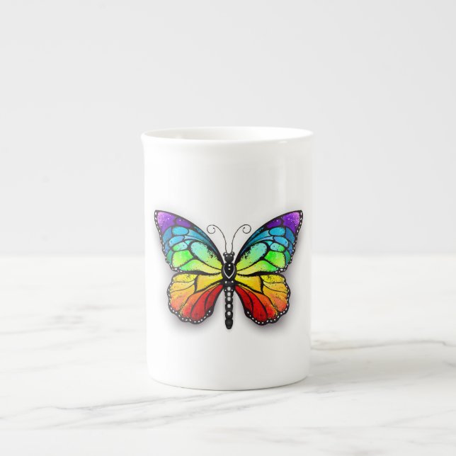 Rainbow butterfly Monarch Benporslin Mugg (Framsidan)