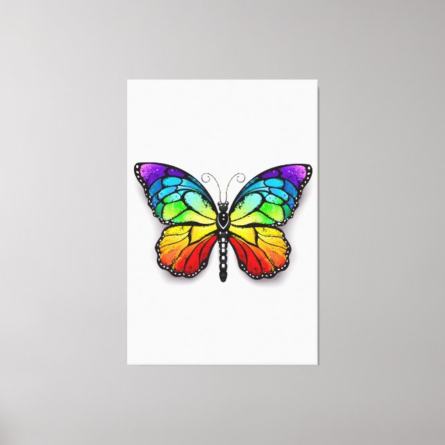 Rainbow butterfly Monarch Canvastryck (Framsida)