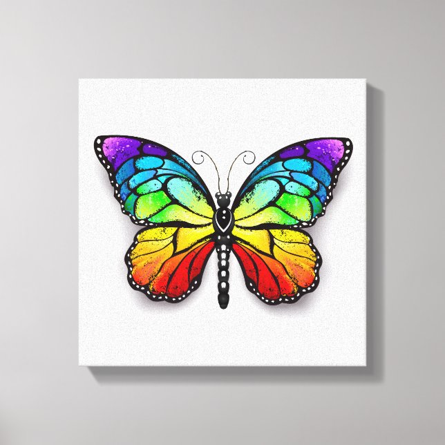 Rainbow butterfly Monarch Canvastryck (Framsida)