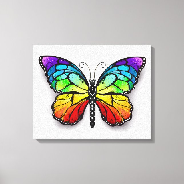 Rainbow butterfly Monarch Canvastryck (Framsida)