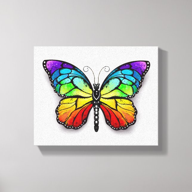 Rainbow butterfly Monarch Canvastryck (Framsida)