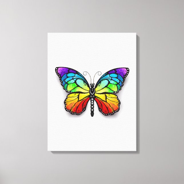 Rainbow butterfly Monarch Canvastryck (Framsida)