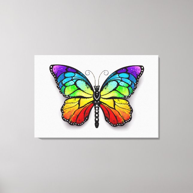 Rainbow butterfly Monarch Canvastryck (Framsida)