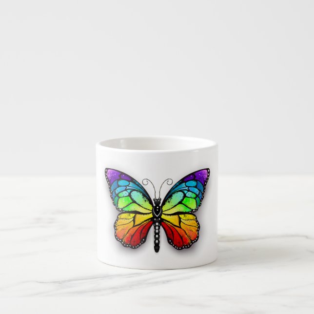 Rainbow butterfly Monarch Espressomugg (Framsidan)