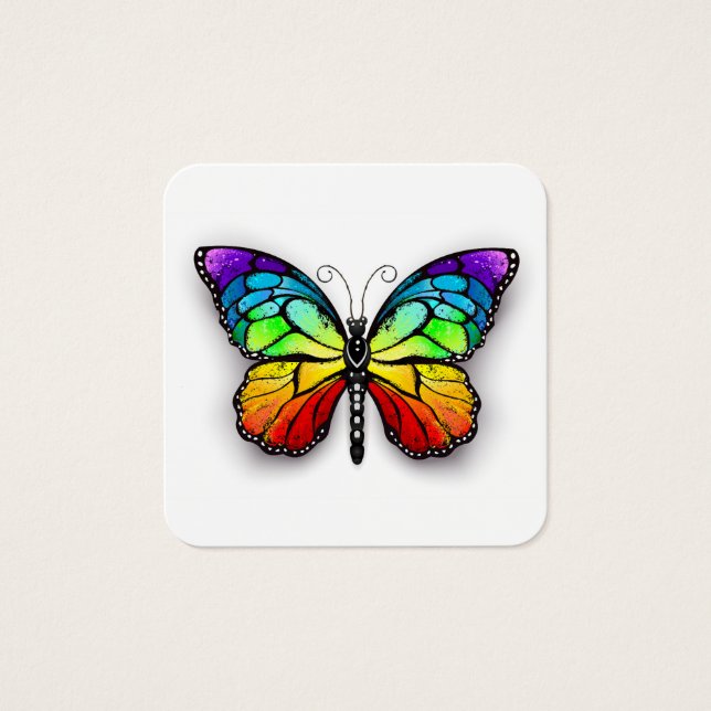 Rainbow butterfly Monarch Fyrkantigt Visitkort (Framsida)