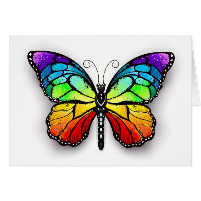 Rainbow butterfly Monarch Hälsningskort (Framsidan Horizontal)