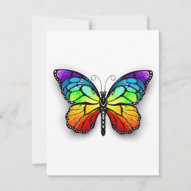 Rainbow butterfly Monarch Inbjudningar (Framsida)